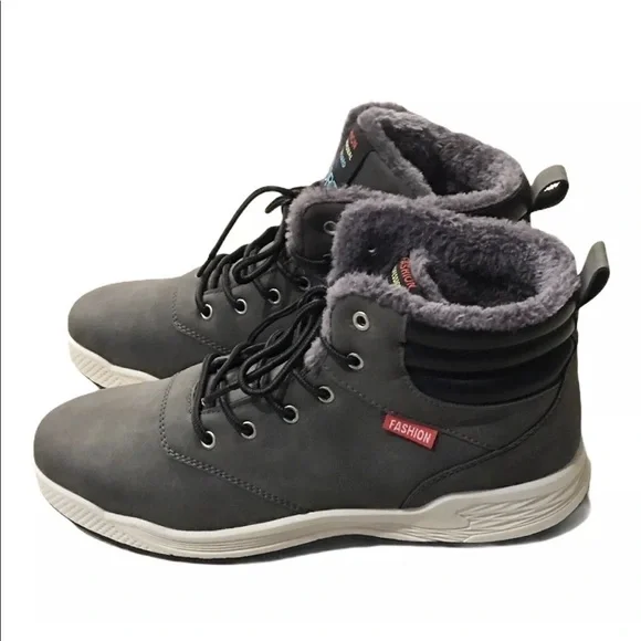 Men’s Fashion Professional Skateboard Sport Ankle Boots High Top Lace Up Fleece - Picture 4 of 7